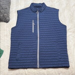 Johnnie-O Quilted Navy Blue Zip-Front Vest